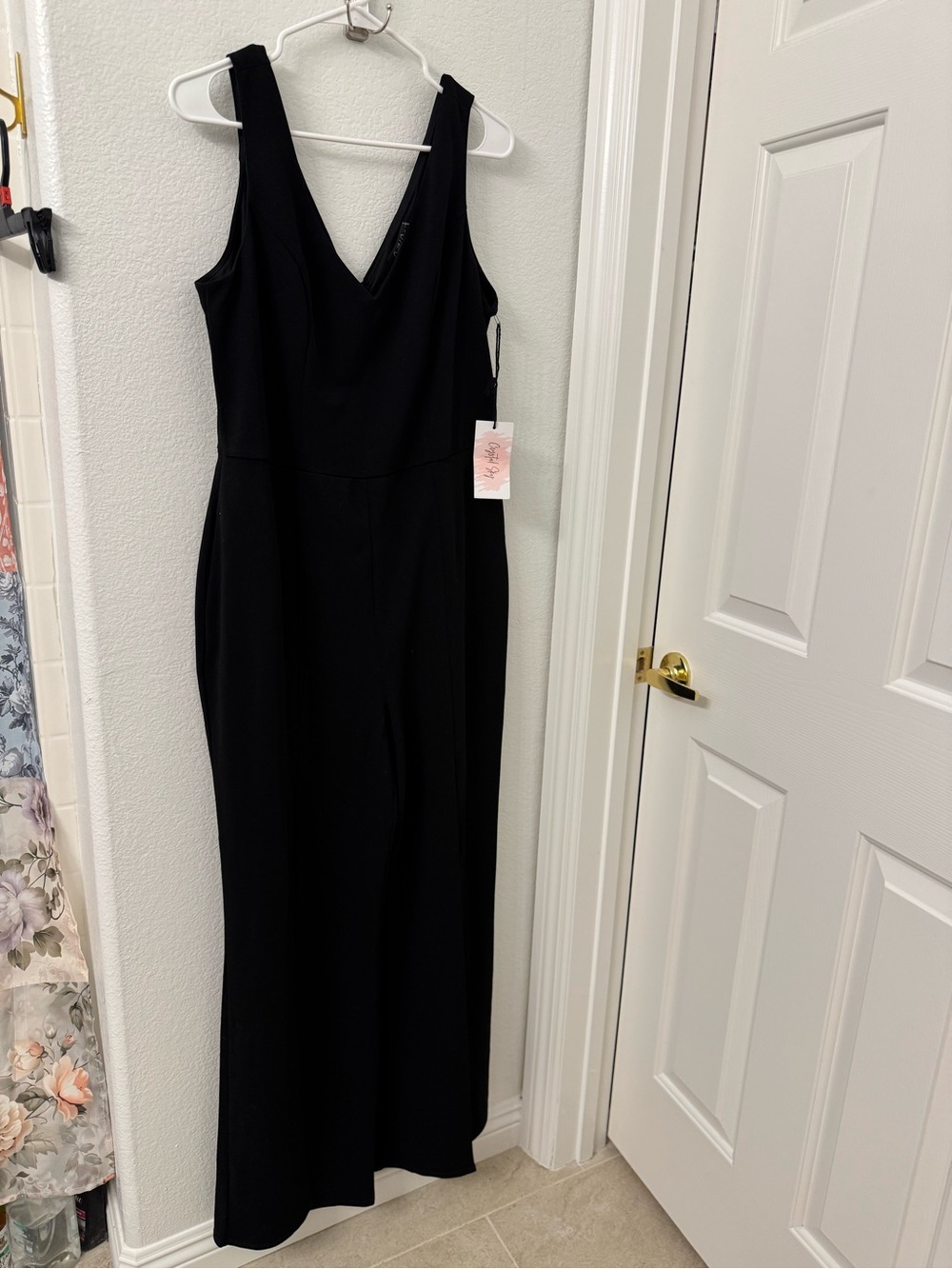 NWT Crystal Sky Black Sleeveless V-Neck Jumpsuit XL Women’s